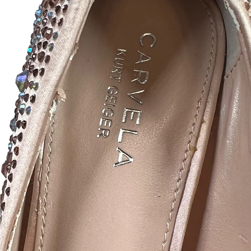 Carvela Kurt Geiger Rose Gold Lovebird Crystal-embellished Satin Stilettos - Picture 5 of 12